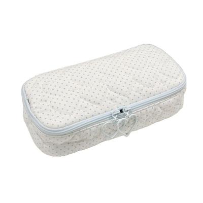Polka Dot Print Pencil Case Heart Double Zipper Stationery Pouch Portable Pencil Pouch Students