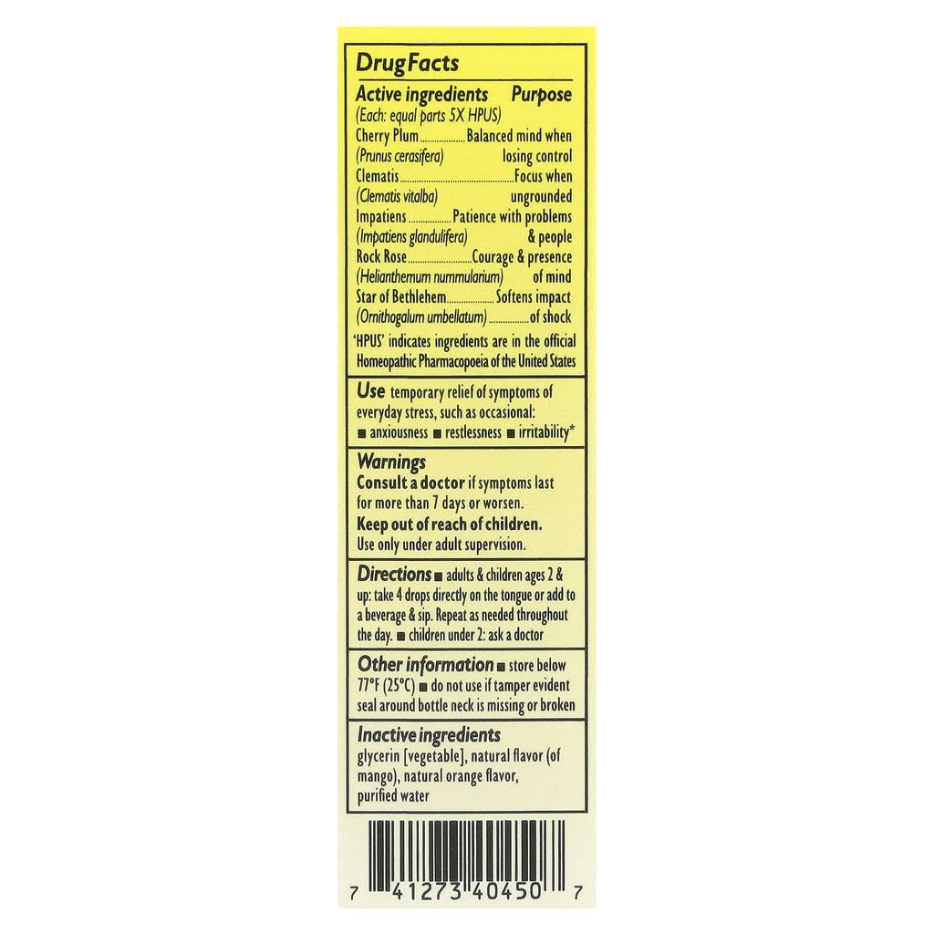 Bach Пипетка Rescue Remedy®, апельсин и манго, 0,7 жидких унций (20 мл)