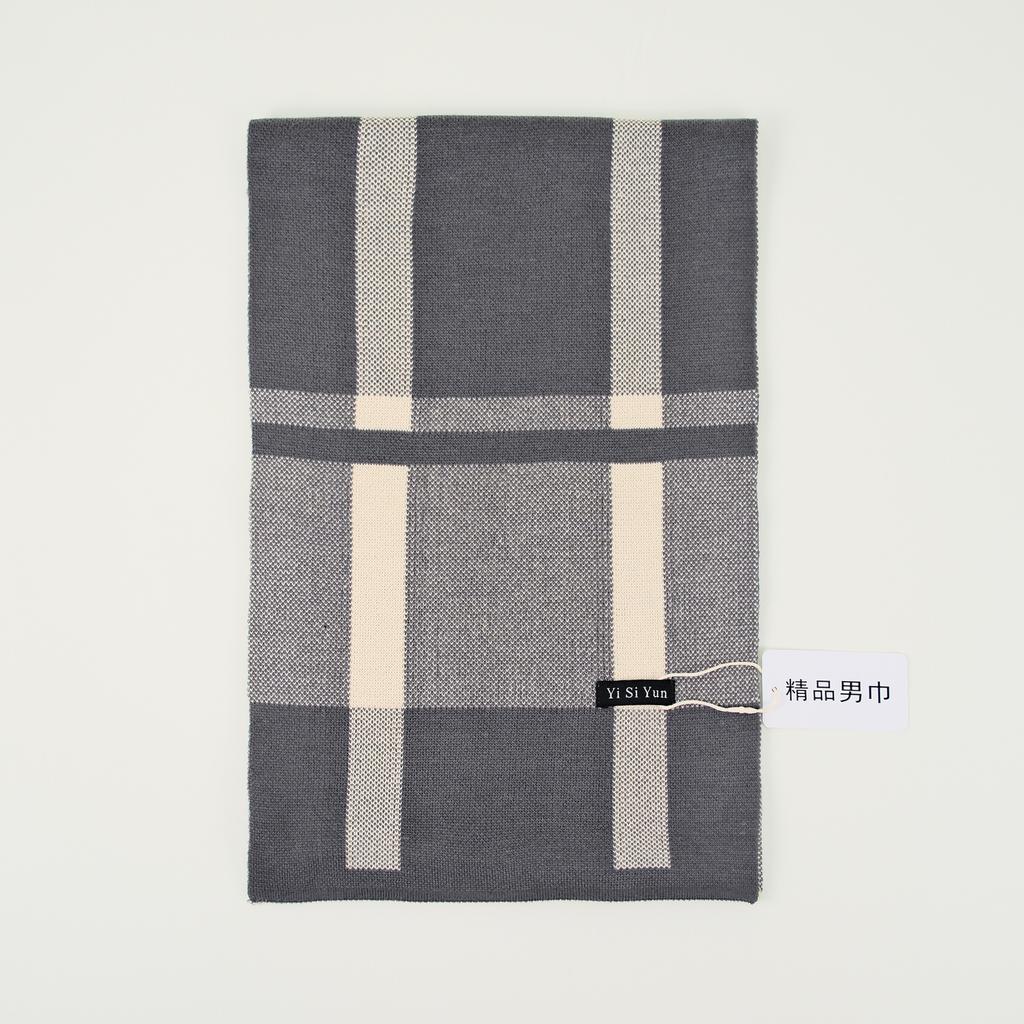Men's Classic Winter Scarf Cashmere Feel Winter Scarves Long Formal Soft Scarf for Men Casual Scarves Luxuriously Plaid Scarf