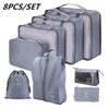 8PCS/Set Organizer Bags For Travel Organizer Bags Accessories Luggage Suitcase Organizer Waterproof Wash Bag Clothes Storage