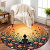 Yoga meditation flower Flannel-printed round floor mats are slip-resistant Suitable living room bedroom terrace garden carpets