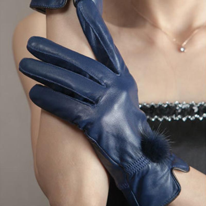 Перчатки из натуральной кожи. Женские теплые утолщенные бархатные велосипедные перчатки.