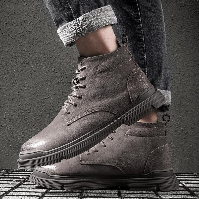Зимние мужские ботильоны Классические деловые кожаные ботинки Мужские повседневные короткие ботинки Модные высокие ботинки на шнуровке Бесплатная доставка