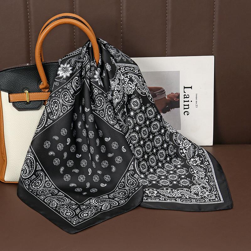 Fashion Print Silk Hairbands Scarf Women Spring New Elagant Floral Bandana Neck Kerchief Head Bands Foulard Female Scarfs