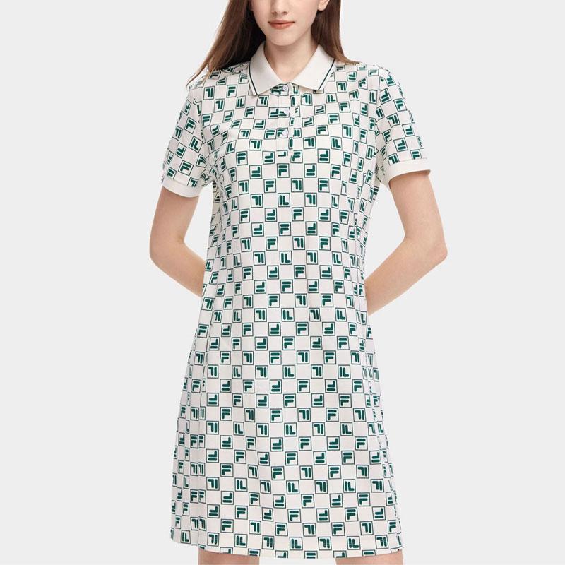 New FILA SS24 Short Sleeved Dresses Women's All Over Print Four F51W429314A-ZD