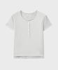 NOIRER FOR WOMAN Layered Henley Neck Half T-Shirt (Ivory)