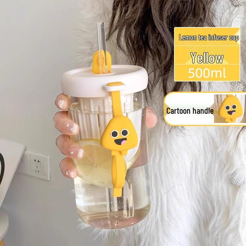 Портативный стакан для воды с соломинкой большой вместимости - Летний прохладный дизайн для девочек