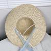 Mori vacation style niche design rough edge letter streamer straw hat straw bag travel vacation sunshade big brim beach hat