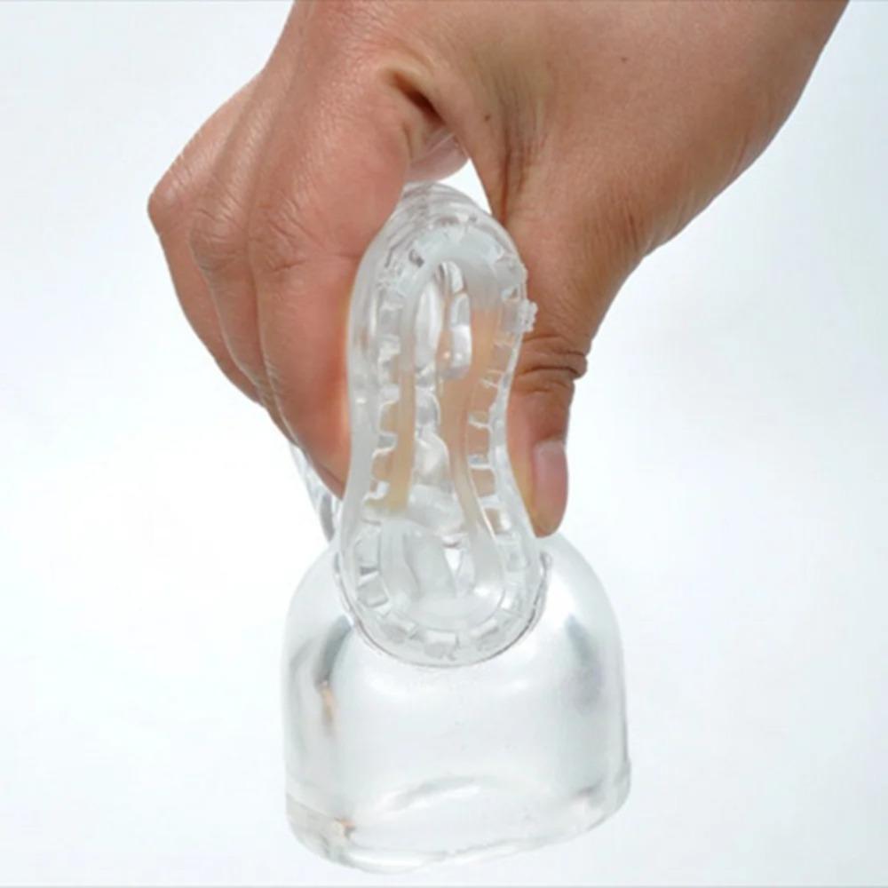 Male Masturbator Cock Sleeve Penis Ring Glans Sucking Caps Stimulator Erotic Sex Toys for Men Magic Wand Holder Vibrator Cover