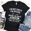 Crazy I'm Special Printed T-Shirts Women Short Sleeve Funny T Shirts Round Neck Tee Shirt Casual Summer Tops