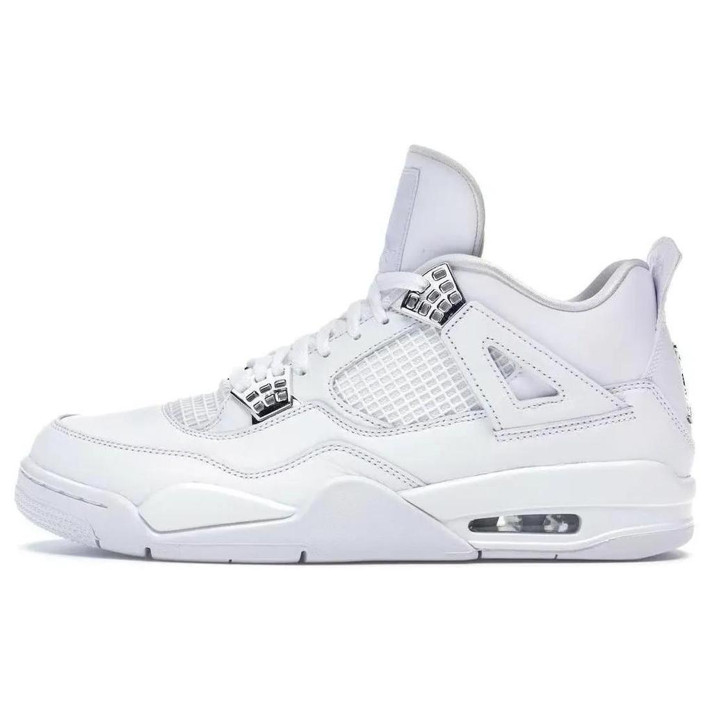 Air Jordan 4 Retro 'Pure Money' 2017 (Unisex) White / Metallic Silver / Pure Platinum Vintage Basketball Shoes 308497 100