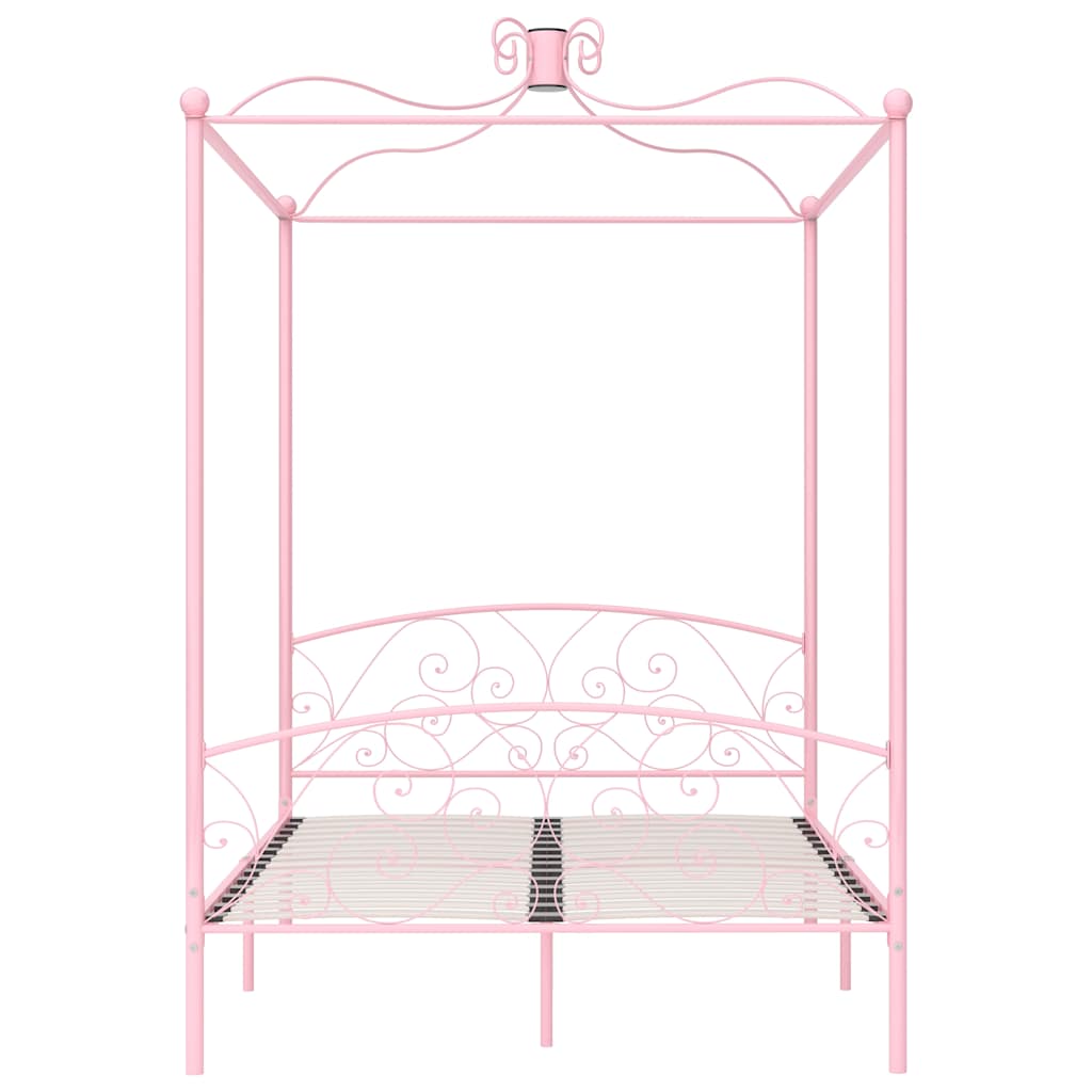 vidaXL Himmelbett-Gestell Rosa Metall 140 x 200 cm