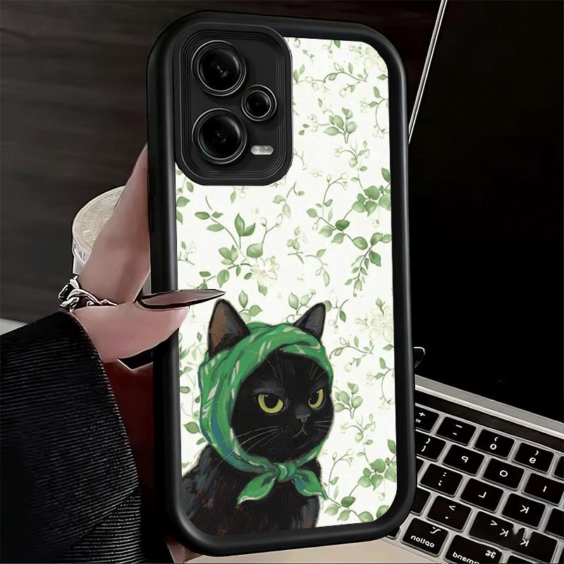 Милый Цветочный Платок Котенка Мягкий Чехол для Телефона для Xiaomi Poco X7 X6 X5 Pro X4 Gt X3 F7 Ultra M8 M7 Redmi 15C 15 14C 13 13C 12 12C