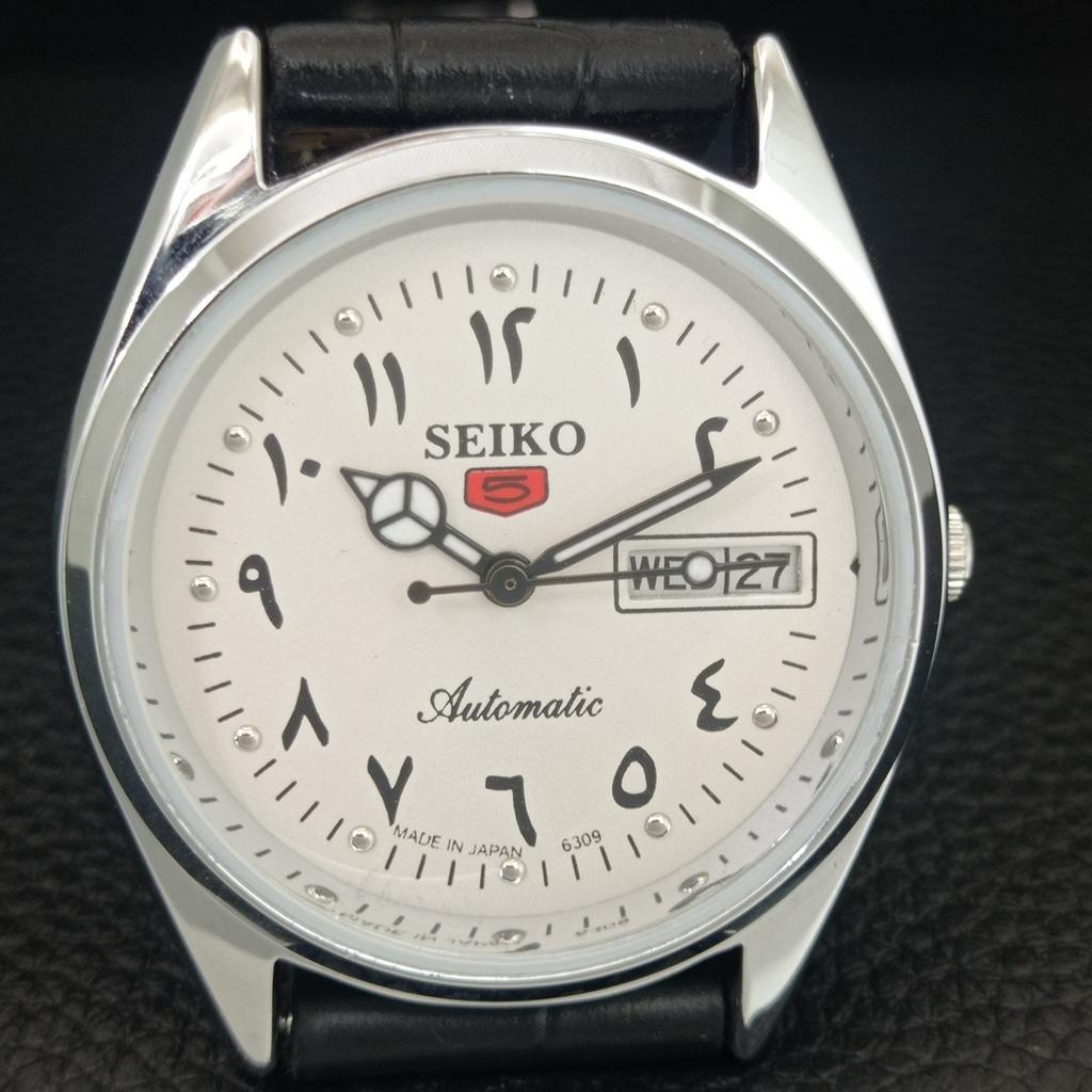 VINTAGE REFURBISHED SEIKO 5 AUTOMATIC 6309A JAPAN MENS WHITE WATCH a442442-4