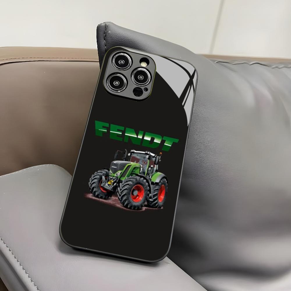 Чехол для телефона Fendt для Iphone 16 15 14 12 11 13 Pro Max Mini 8 X Xr Xs Puls Черное Стеклянное Покрытие