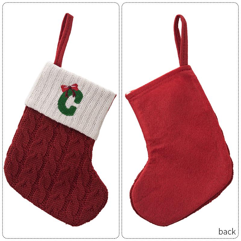 Creative Christmas Decorations Red Knitted Alphabet Embroidered Christmas Socks Color DIY Name Gift Socks