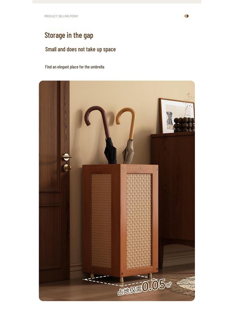Rattan Umbrella Stand with Drainage for Entryway or Commercial Use