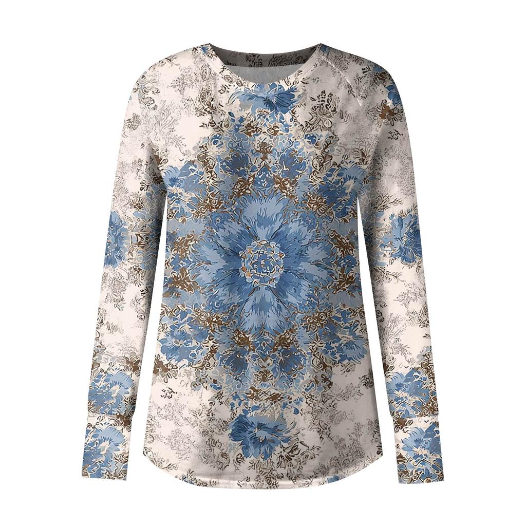 Womens Oversized Sweatshirt Graphic Sweater Long Sleeve Drop Shoulder Round Shirt Tops Vintage Clothes