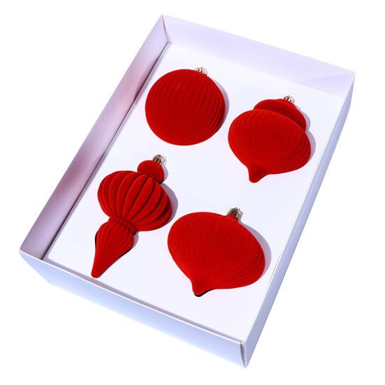 4 шт. Бархатные елочные шары Пластиковый флокированный декор с металлическими подвесками