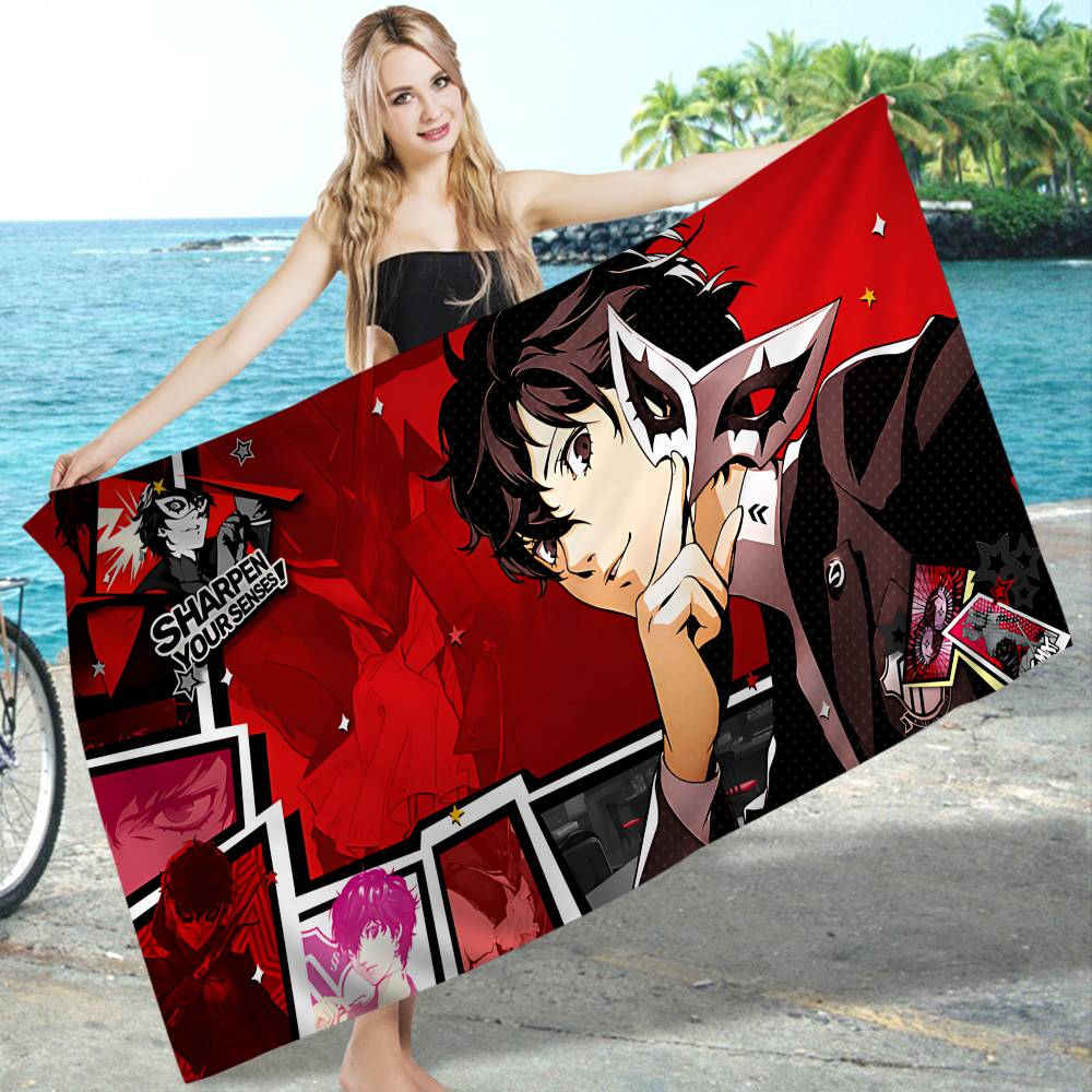 Горячая Видеоигра P-Persona 5 Аниме Пляжное Полотенце для Купания Мягкое Впитывающее Салфетка Детские Подарки для Детей Путешествия Кемпинг Тренажерный Зал