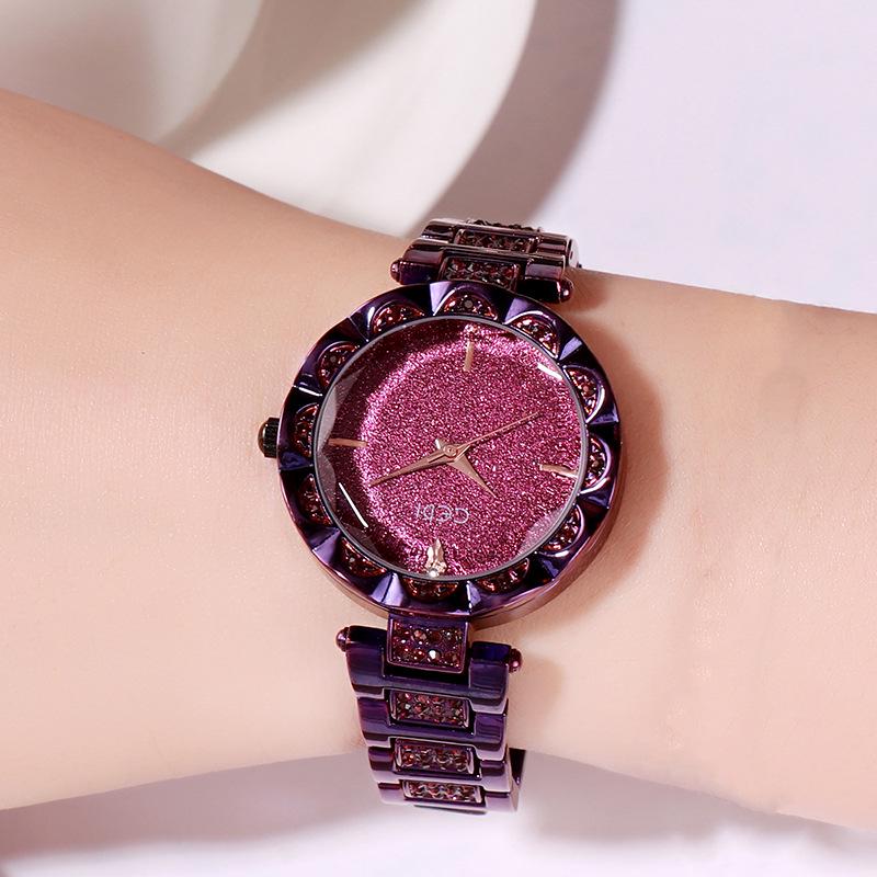 Gedi Women's High-End Starry Sky Quartz Wristwatch, Waterproof Alloy Design