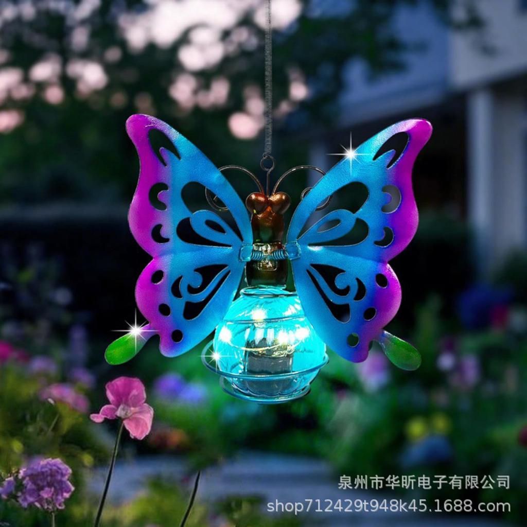 Solar Flying Insects Night Light with Hanging Rope/Hook Metal Lights Outdoor Soft Light Hanging Solar Lamp for Garden Home Decor