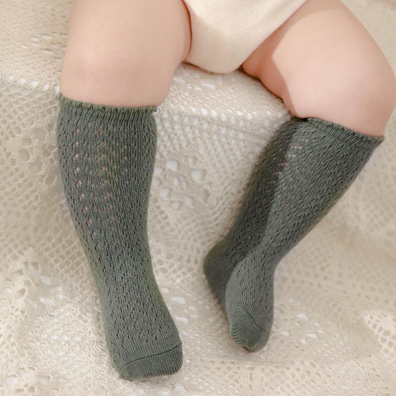 Детские сетчатые носки, однотонные детские носки средней длины