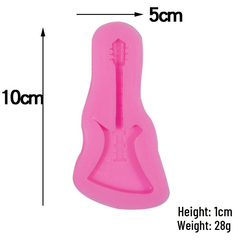 Music Theme Guitar & Notes Fondant Silicone Mold for Cake and Chocolate Decoration