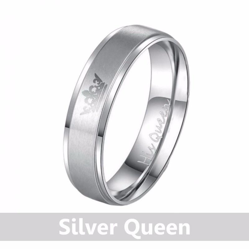 Романтические Рождественские Ювелирные Изделия Из Титановой Стали Королева Корона Корона Пара Кольцо Обручальные Юбилейные Кольца