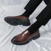 Large Size Low Top Fashion Casual Leather Shoes British Style Men's Thick Sole Lazy Business Shoes 2886