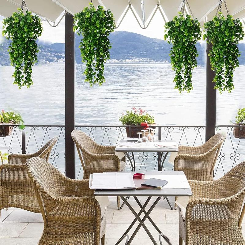 1Pcs Artificial 5Forks Rattan Eucalyptus Wall Hanging Simulation Greenery Fake Hanging Plants Vine Diy  Home Outdoor Decor Plant