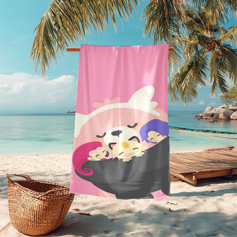 1Pc Kawaii Fantasy Creatures Beach Towel Microfiber Beach Towel Thin Absorbent For Beach Swimming Yoga Bath Sports 0917236
