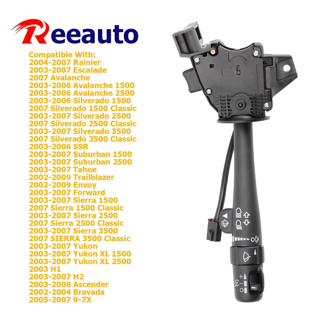 Multi-Function Combination Turn Signal Switch Compatible With 2002-2009 Trailblazer Escalade Envoy, 03-06 Silverado Tahoe Sierra Yukon, Replaces#