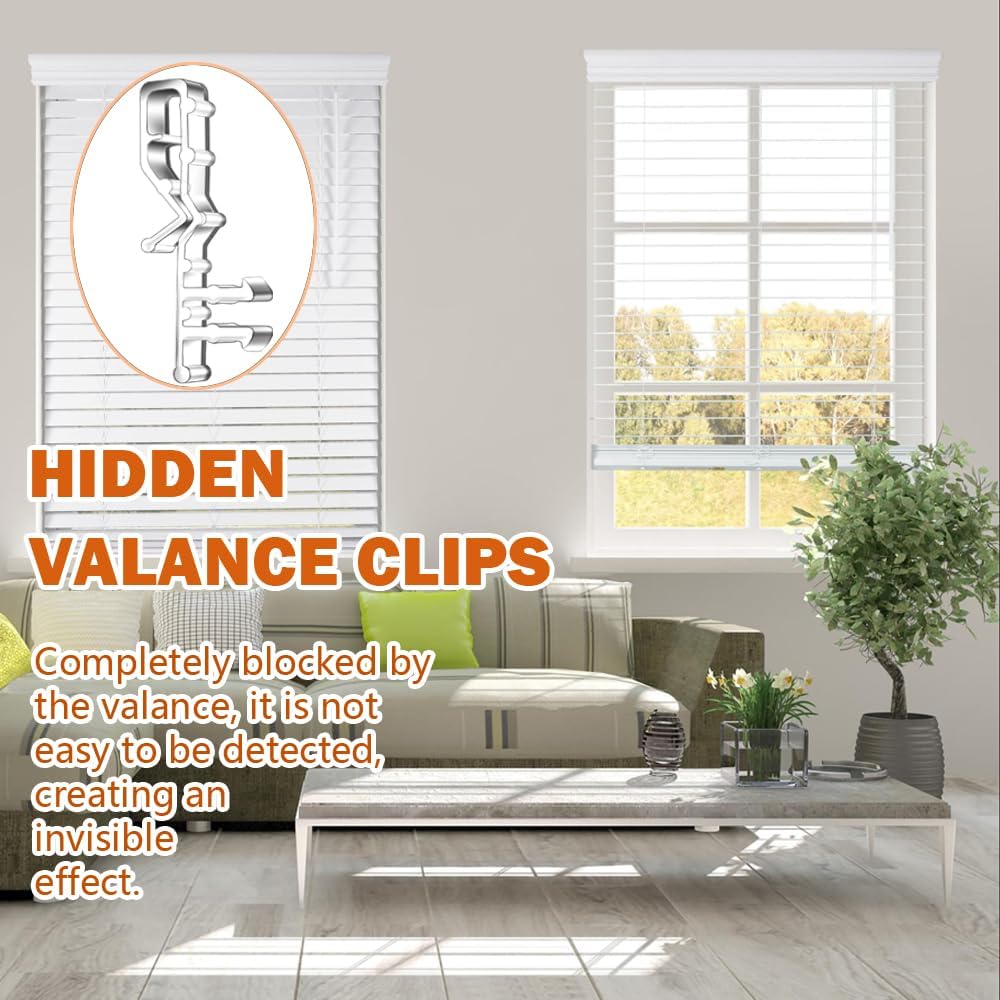 12 PCS Hidden Channel Valance Clips, 2-1/8inch Clear Plastic Blinds Clips for Valance with a Groove in The Back