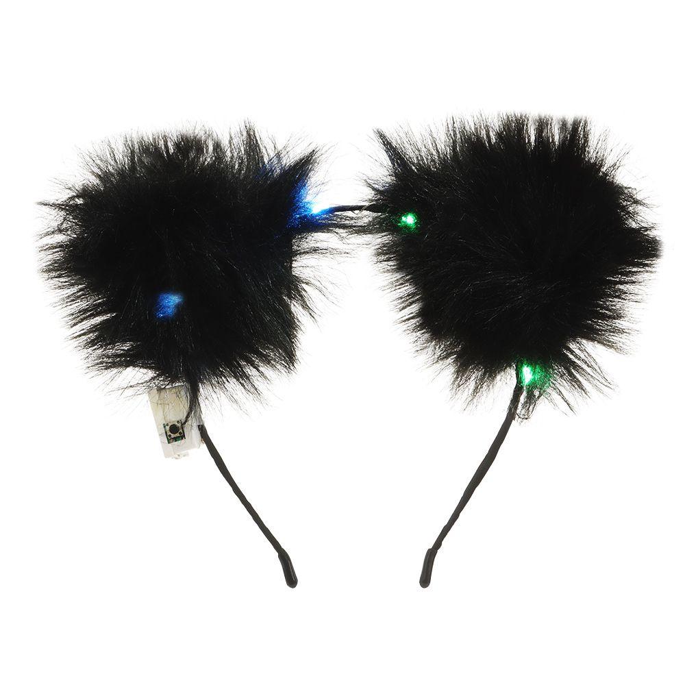 Со светодиодной подсветкой, маскарадный головной убор, повязка на голову с кошачьими ушками, нарядное платье, повязка для волос, аксессуары для волос