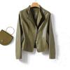 Women Autumn and Winter Slim Short Jacket Lady Zipper Casual Outerwear Pu Leather Blazer