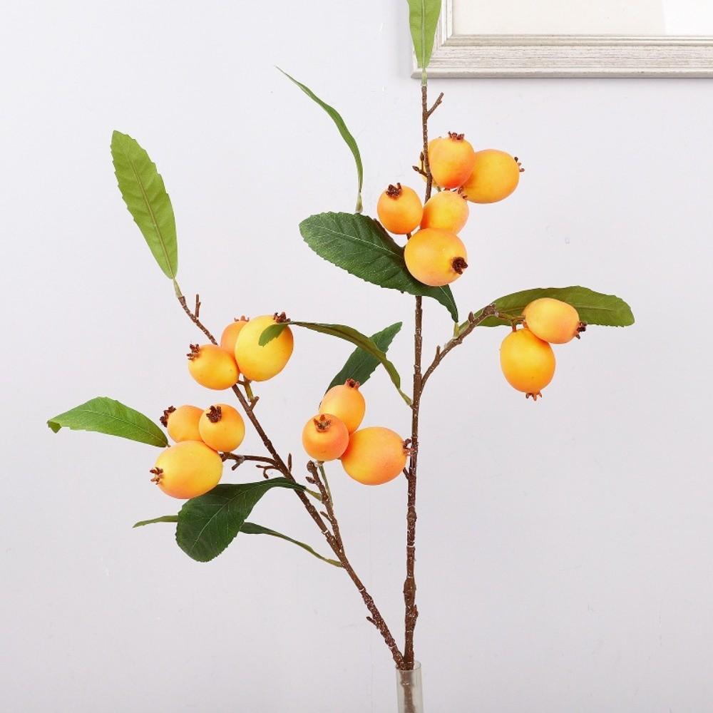 Luxury Artificial Loquat Fruit Branch Faux Loquat Fake Plants Simulation Fruit Tree Gift
