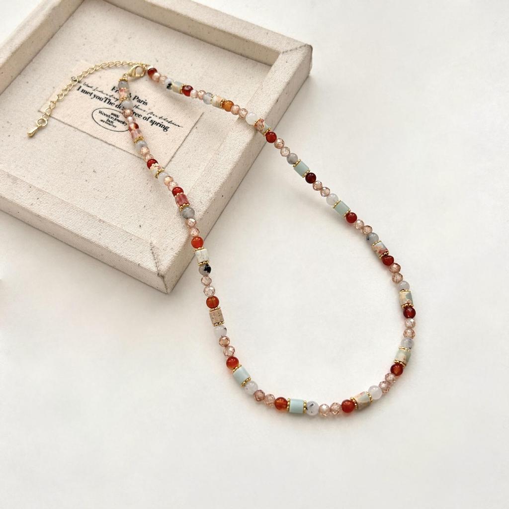 Ожерелье из натурального камня с бусинами для женщин - Роскошный чокер-цепочка на ключицу 2025