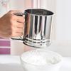 Flour Sieve Stainless Steel Flour Sifter Hand Cranking Flour Sifter Double Layers Powder Sugar Shaker with Hand Press Design