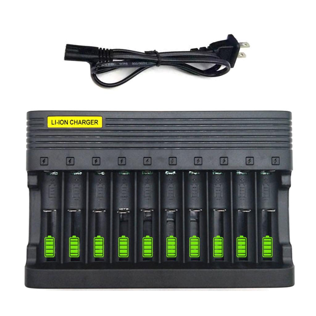 Зарядное устройство для Li-ion аккумуляторов 14500 16340 18650, 10 слотов, 3.7/4.2V, EU US