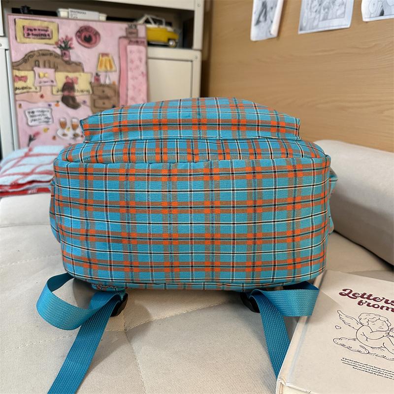 Клетчатый студенческий школьный рюкзак женский легкий вместительный