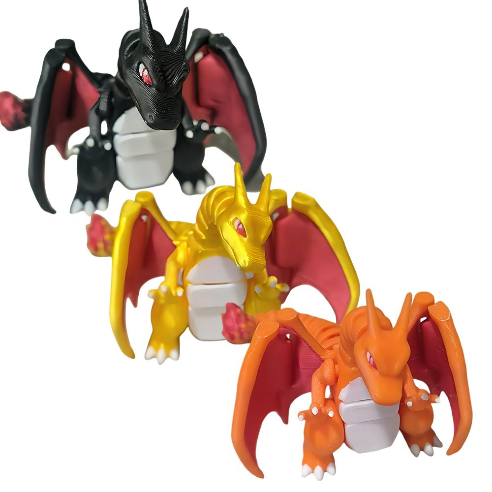 Charizard 3D-печатная модель подвижного суставчатого огнедышащего дракона с множеством форм, украшениями, коллекционными подарками