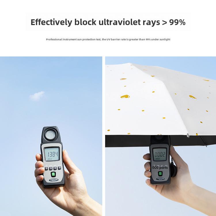 Компактный женский зонт с золотым тиснением: Защита от ультрафиолета, портативный складной, для солнца и дождя