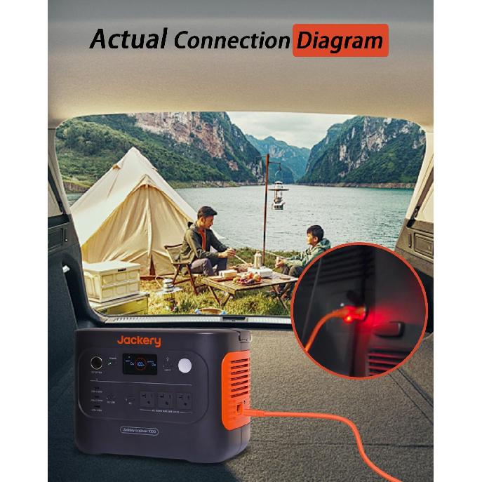 14AWG Car Charging Cable For Jackery Portable Power Station Explorer 3000 Pro 2000 Plus 2000 Pro 2000 V2 2000 1500 Pro 1500 1000 Pro 1000 V2 1000 -