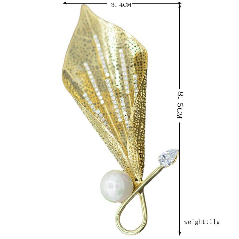 Blucome Quality Copper Flower Pearl Brooch for Women Men Suit Scarf Pins