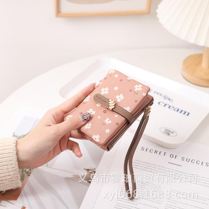 Женский кошелек PU Flower Zipper Multi Card складной карманный кошелек для монет Student Zero