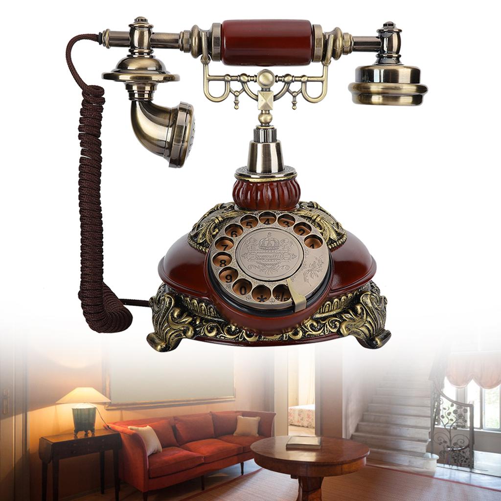 Смола поворотный циферблат европейский винтажный античный бронзовый телефон двойного назначения украшение