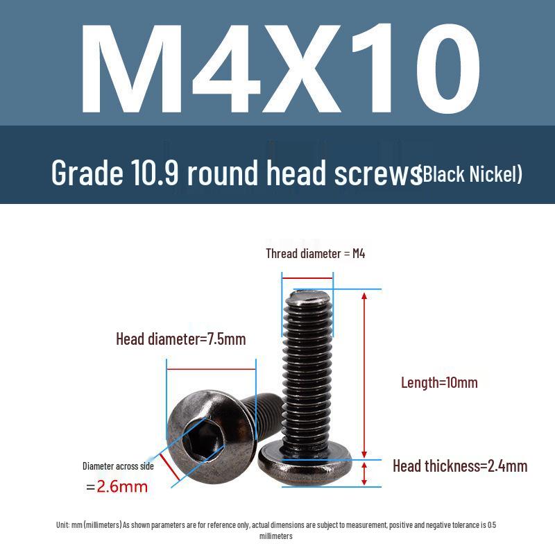 Yigu High-Strength Black Nickel Hex Socket Pan Head Machine Screw M3/M4
