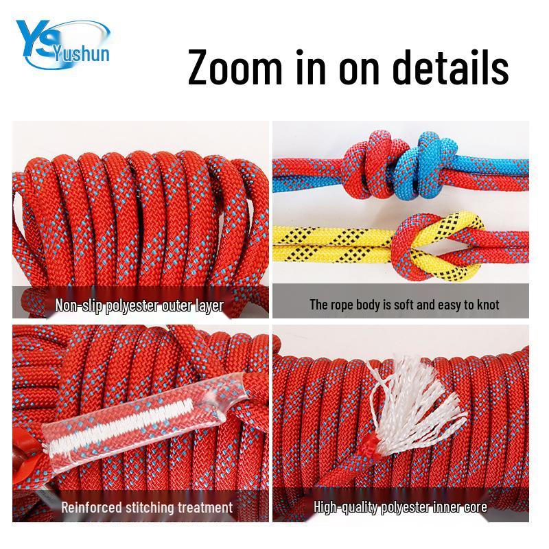 Polyester Static Climbing Rope for Outdoor Rock Climbing, Mountaineering, High-Altitude Work, Rappelling, and Lifeline Safety