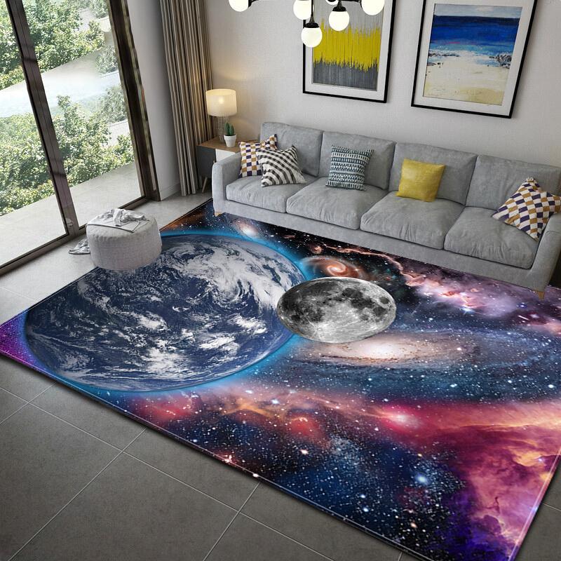 Living Room Non-Slip Rug Home Decor Living Room Earth Large Rug Galaxy Space Cushion Soft Area Rug